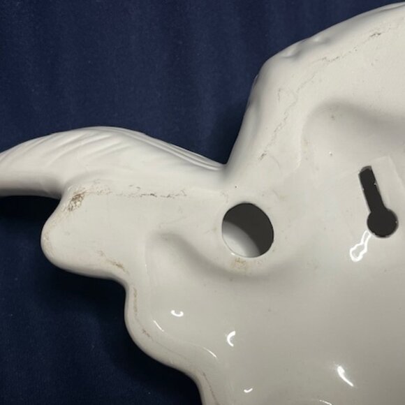 White Ceramic Hanging Angel Head w/Wings 11"(W)x7"(H) - Picture 14 of 15